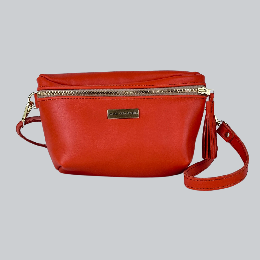 Genuine Leather Belt Bag - Coral