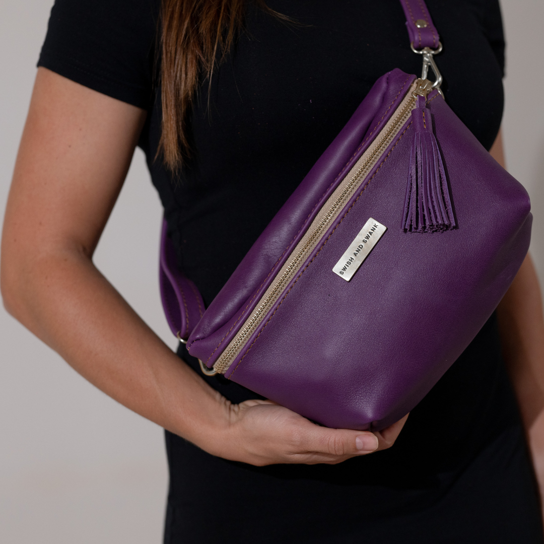 Genuine Leather Belt Bag - Violet