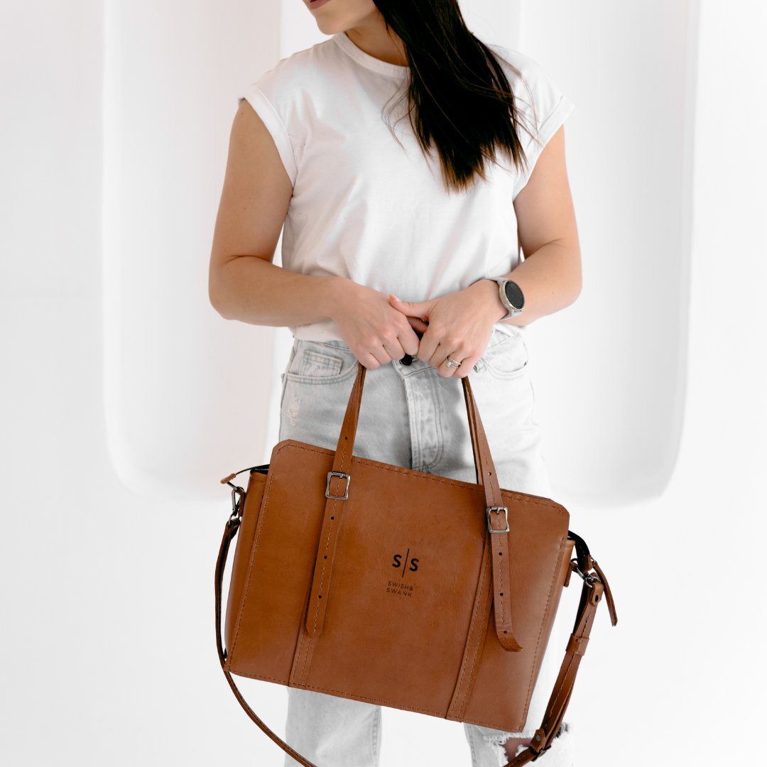 Premium Leather Ladies Briefcase  Warm Tan