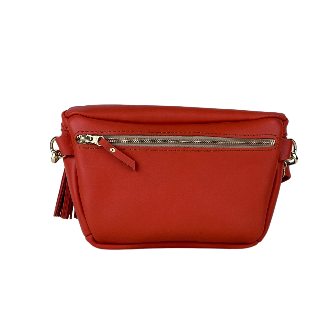 Genuine Leather Belt Bag - Coral