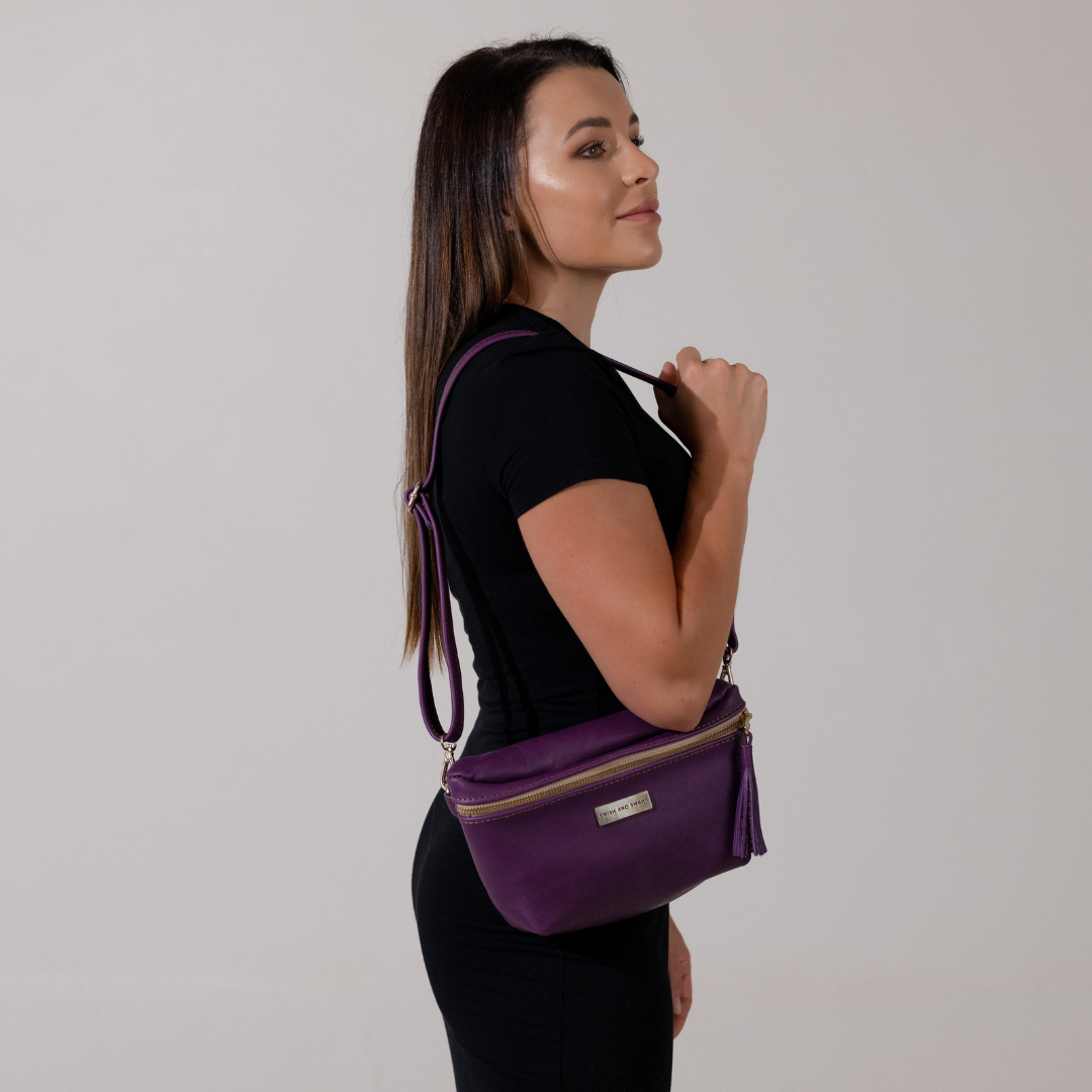 Genuine Leather Belt Bag - Violet