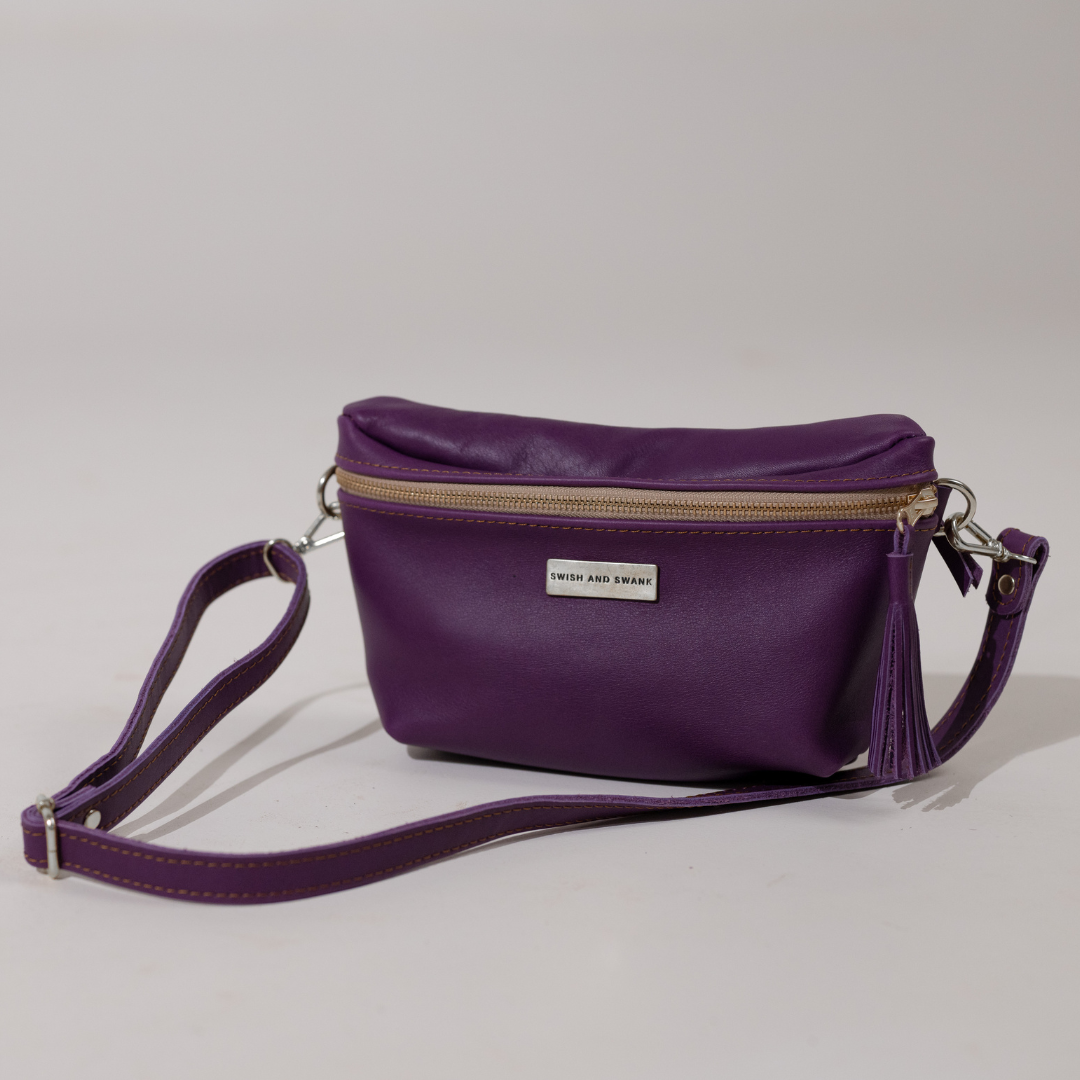 Genuine Leather Belt Bag - Violet