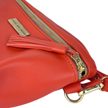 Genuine Leather Belt Bag - Coral