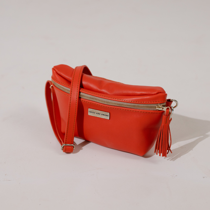 Genuine Leather Belt Bag - Coral