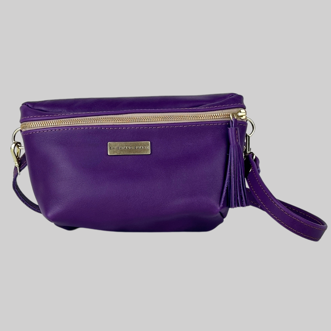 Genuine Leather Belt Bag - Violet